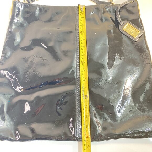 Badgley Mischka HOBO Large Shoulder Bag Black Patent Leather - Picture 8 of 16